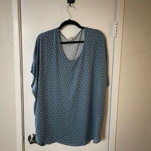 LOFT Blue Flutter Sleeve Relaxed Blouse